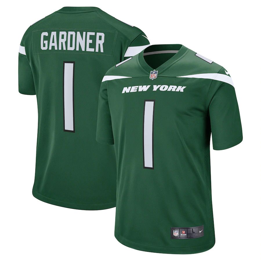 Men New York Jets #1 Ahmad Sauce Gardner Nike Gotham Green 2022 NFL Draft First Round Pick Game Jersey